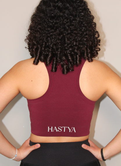 Brassière de sport bordeaux sans armature – maintien fort pour femme Hastya
